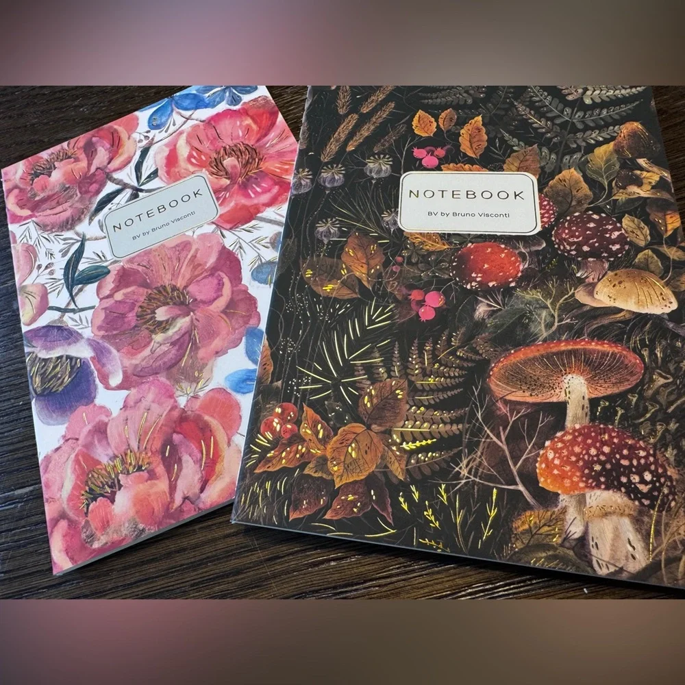 Set of 2 Gorgeous Gold Foil Detailed Soft Touch Notebook Journals - lovely gift!
